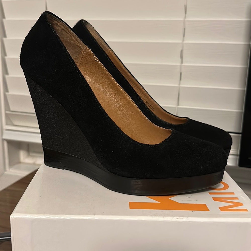 Michael Kors black suede wedges size 7